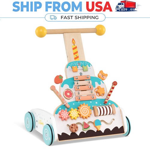 Wooden baby push walker with - wooden,